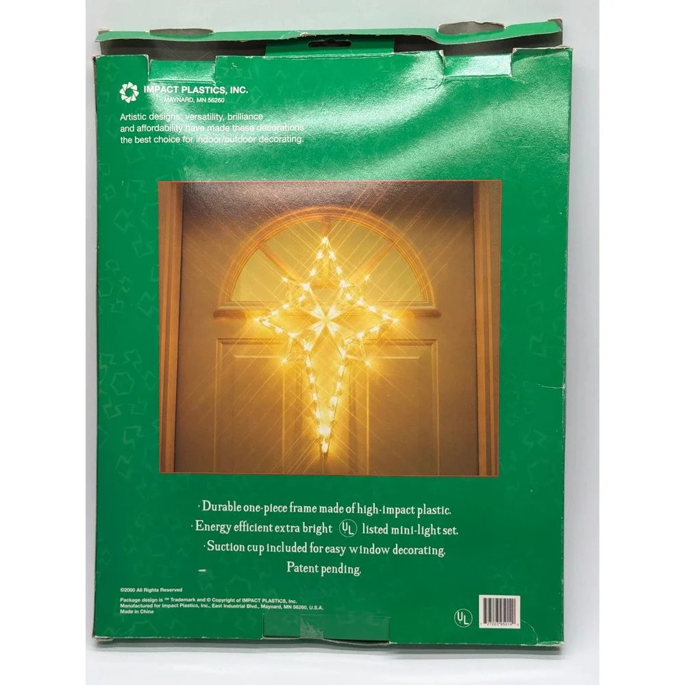 Impact Plastics Lighted Star of‎ Bethlehem 17 Inch Window Decoration 43 Light